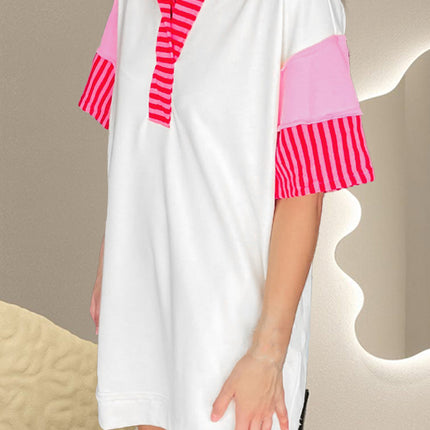 Color Block Johnny Collar Half Sleeve Dress