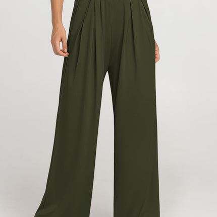 Elastic Waist Wide Leg Pants