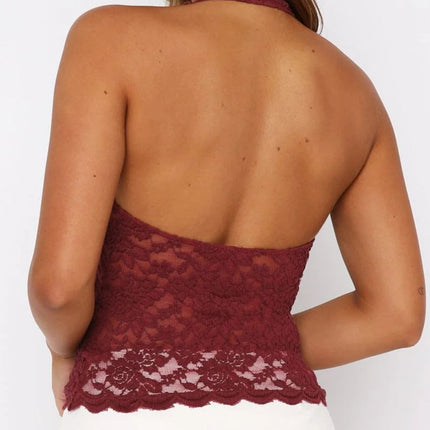 Lace Backless Halter Neck Cami