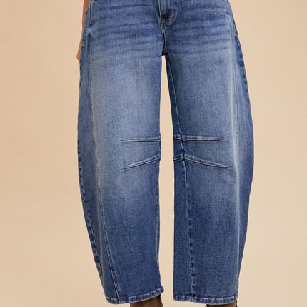 Annie Wear Mid Rise Barrel Leg Jeans with Pockets