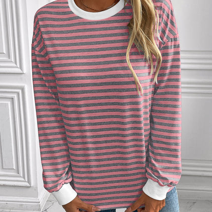 Ivy Lane Striped Round Neck Long Sleeve Sweatshirt