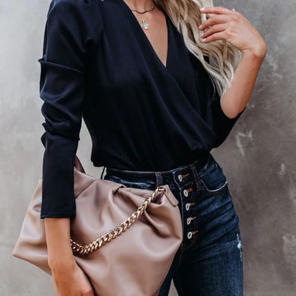 Surplice Long Sleeve Blouse