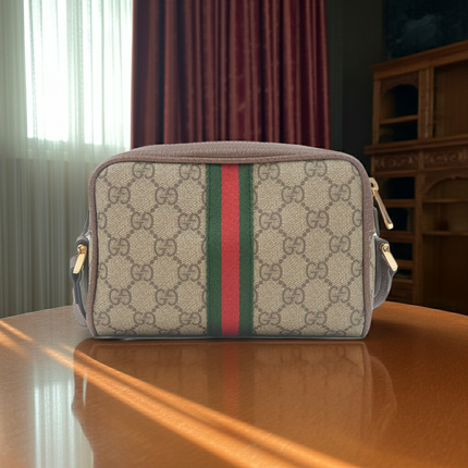 Gucci Gg Canvas Twins Mini Boston Bag Leather Khaki