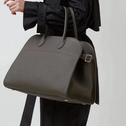 2023 Margaux15 Handbag Cowhide High-Capacity Commuter Bag the Suede Row lcu Soft