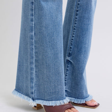 Judy Blue Full Size Raw Hem High Rise Bootcut Jeans