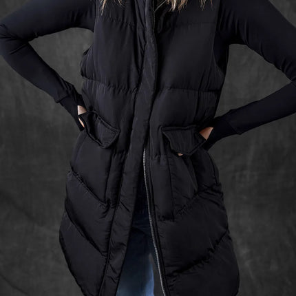 Pocketed Zip Up Vest Coat