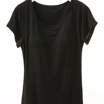 Round Neck Short Sleeve T-Shirt with Bra