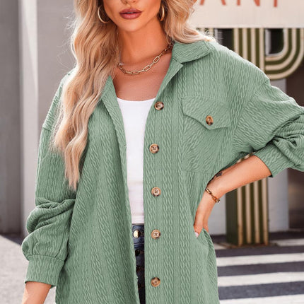 Textured Button Up Long Sleeve Shacket