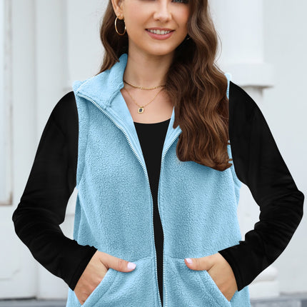 Zip Up Vest Coat with Pockets