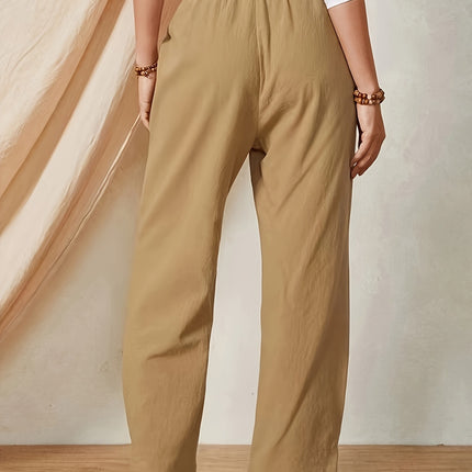 Full Size Elastic Waist Pants with Pockets