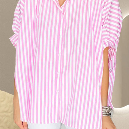 Striped Collared Neck Half Sleeve Shirt