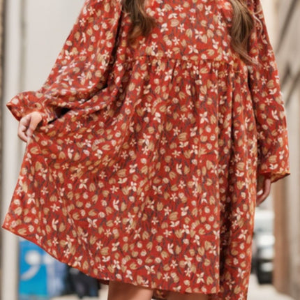 Plus Size Floral Round Neck Dress