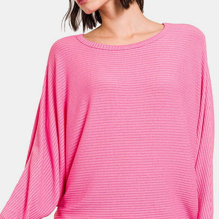 Zenana Ribbed Round Neck Long Sleeve Top