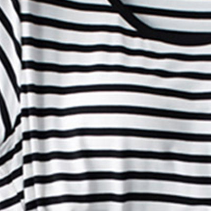 Striped Round Neck Short Sleeve T-Shirt with Bra