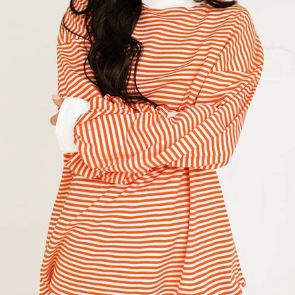 Contrast Striped Long Sleeve Sweatshirt