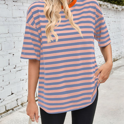 Lovelet Striped Round Neck Half Sleeve T-Shirt