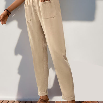 Frill High Waist Pants with Pockets