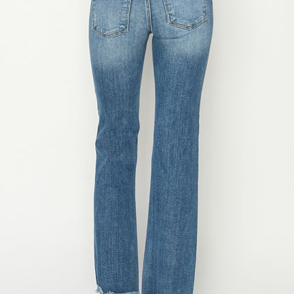 RISEN Mid-Rise Frayed Hem Bootcut Jeans