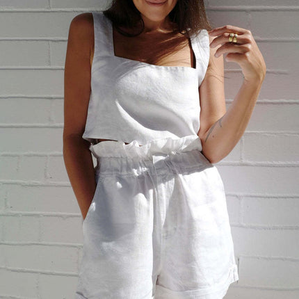 Square Neck Sleeveless Top and Shorts Set