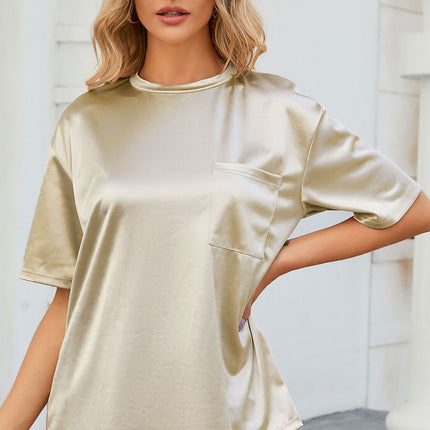 Double Take Round Neck Dropped Shoulder Top