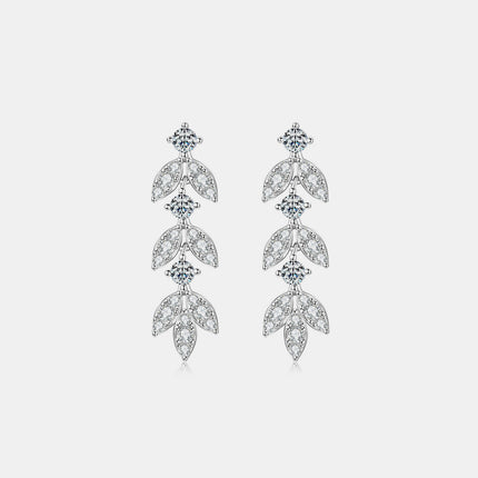 925 Sterling Silver Moissanite Leaf Earrings