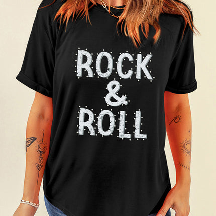 Letter Graphic Round Neck Short Sleeve T-Shirt - Vickie Lynn's
