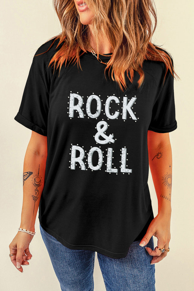 Letter Graphic Round Neck Short Sleeve T-Shirt - Vickie Lynn's