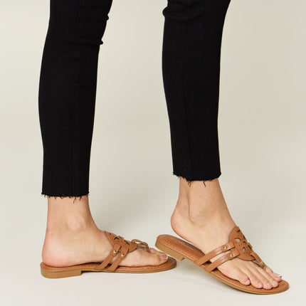 Forever Link Cutout PU Leather Open Toe Sandals