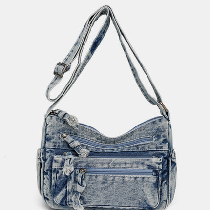 Adjustable Strap Denim Crossbody Bag