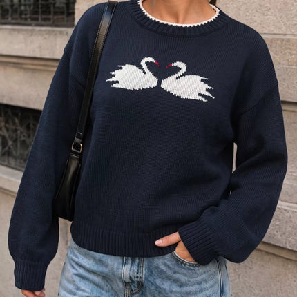 Swan Dropped Shoulder Sweater