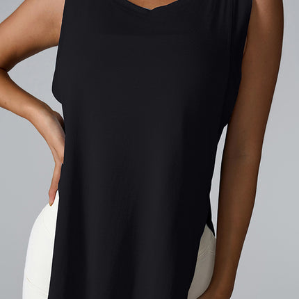 Slit Round Neck Active Tank