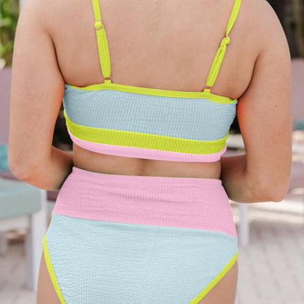 Color Block Scoop Neck Two-Piece Swim Set