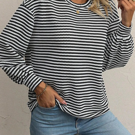 Striped Round Neck Long Sleeve Top