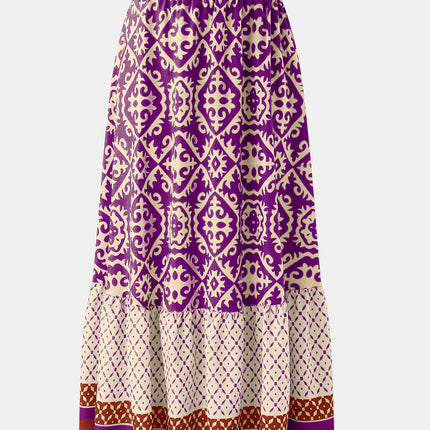 Geometric Elastic Waist Maxi Skirt