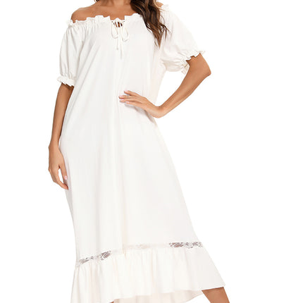 Lace Detail Short Sleeve Lounge Dress