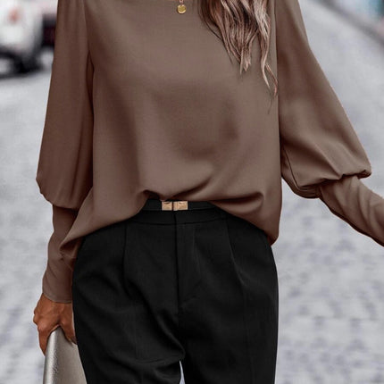 Round Neck Long Sleeve Blouse