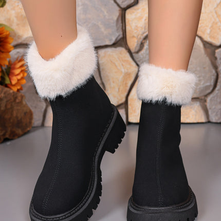 Faux Fur Trim Suede Platform Boots