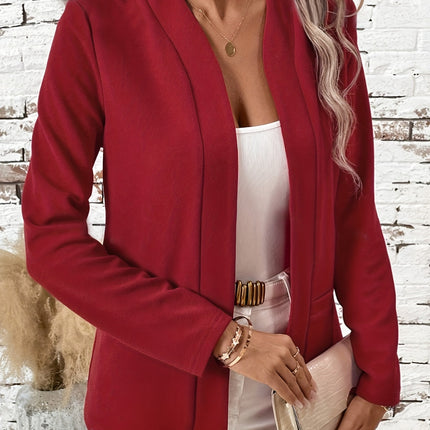 Solid Color Open Front Long Sleeve Cardigan