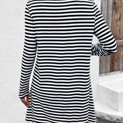 Heart Striped Round Neck Long Sleeve Mini Tee Dress