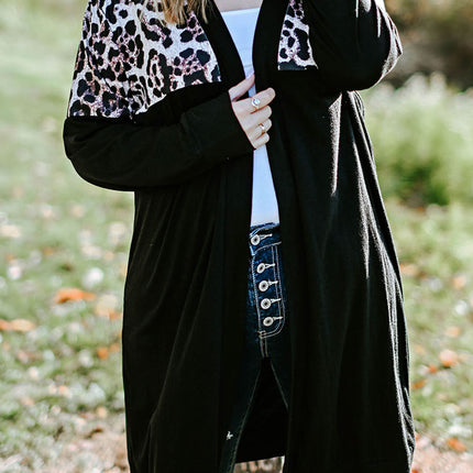 Plus Size Open Front Dropped Shoulder Cardigan