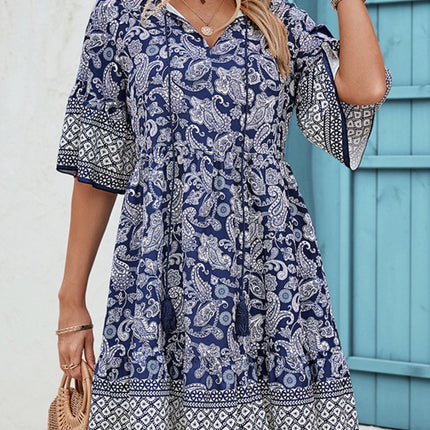 Honey Tied Printed Half Sleeve Dress