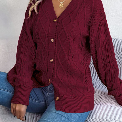 Cable-Knit Long Sleeve Cardigan