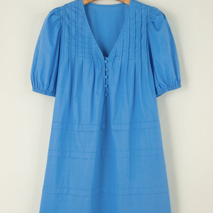 Pocketed V-Neck Short Sleeve Dress