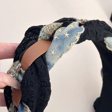 Denim Braided Wide Headband