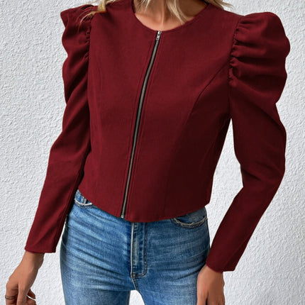 Zip Up Puff Sleeve Jacket