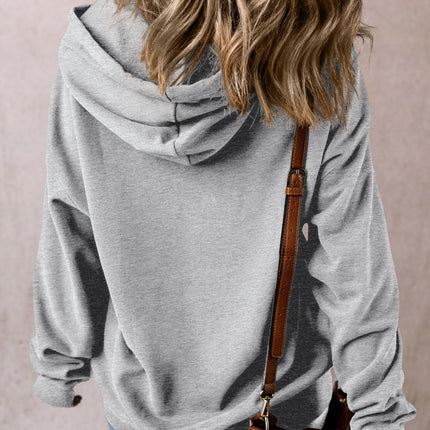 Drawstring Pocketed Long Sleeve Hoodie