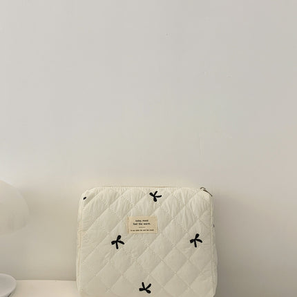 Bow Embroidered Quilted Storage Bag