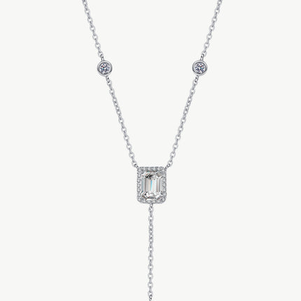 3 Carat 925 Sterling Silver Double Drop Pendant Necklace