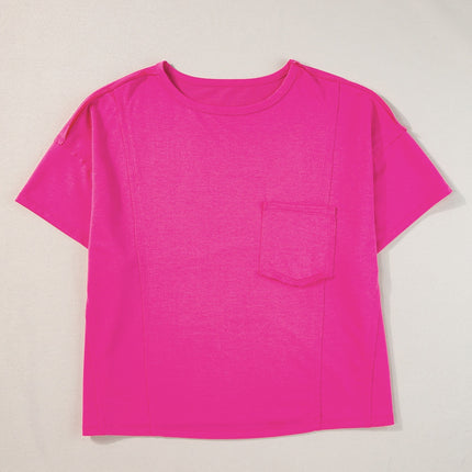 Pocketed Round Neck Short Sleeve T-Shirt