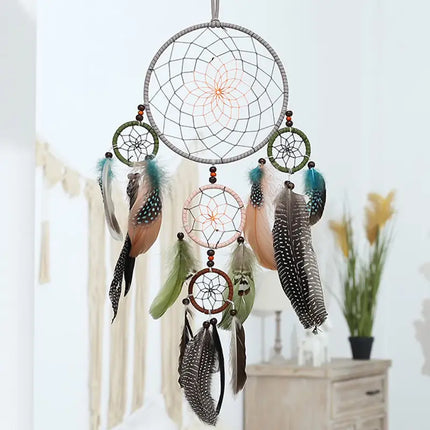 2023 New Dream catchers Retro 5 Ring Dream Catchers Home Decoration Indians Natural Stone Tree of Life Dreamcatcher Wall Hanging